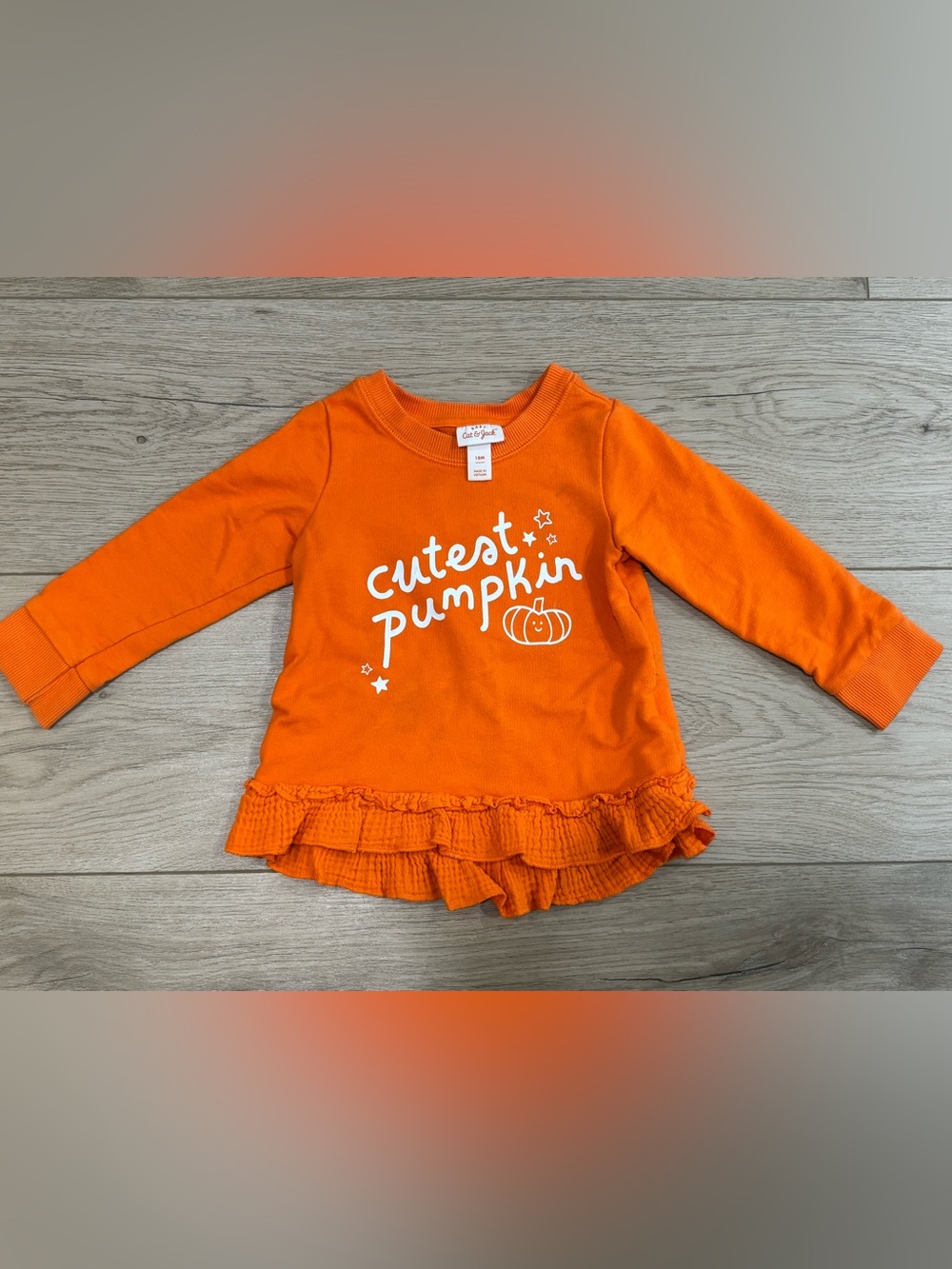 Cat & Jack Orange "Cutest Pumpkin" Ruffle-Hem sweatshirt